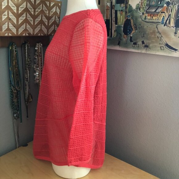 Chicos Travelers Collection Asymmetrical Sheer Blouse - Picture 5 of 11